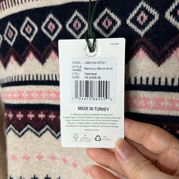 Barbour Birch Knit Sweater, 6, Oatmeal, NWT - Picture 8 of 13